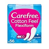 Carefree Slipeinlagen Cotton Feel Flexiform mit Frischeduft, ideal für Slip und Tanga, 100% atmungsaktiv, verleihen ein Gefühl von Komfort, Trockenheit und Frische, Größe Normal (56 Stück)