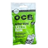 OCB ActivTips Extra Slim 6 mm-Aktivkohlefilter mit Keramikkappen-1 Beutel a 50 Stück, Weiß, S