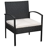 HETFTJN Couch Klein Bierzeltgarnitur Campingtisch Mit Stühlen Gartenlounge - 5-TLG. Garten-Lounge-Set mit Auflagen Poly Rattan Schwarz für Hof Balkon Garten Café