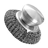 HIAKDOFT Grillbürste Scheuerbürste Für Geschirr Schrubber Mit Ergonomischem Griff Stahlwolle Scheuerschwämme Schrubber Für Eisentöpfe Topfschrubber Stahlschrubber Wollpads Edelstahl Silber
