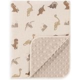 Susurration Babydecke Baumwolle Baby Decken Neugeborenen, Weiche Krabbeldecke 75x100cm,Multifunktional Minky Kuscheldecke für Kleinkinder Mädchen Junge (Dinosaur)