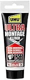 UHU Montagekleber ULTRA Tube, Universeller, elastischer Montagekleber auf Polymerbasis mit sehr schnellem Festigkeitszuwachs, weiß 100g