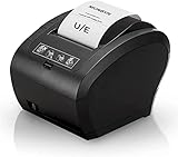 MUNBYN Thermodrucker Bondrukcer 80mm AUTO-CUT Schublade Drucker, Hochgeschwindigkeits Drucken 230mm / sec, USB, Ethernet LAN Schnittstelle, kompatibel mit ESC/POS Druck Befehlen eingestellt-EU Schwarz