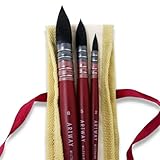 Artway Synthetische Federkiel Quill Aquarell Mop Pinsel - Ideal für Aquarellfarben und Tuschen - 3er Set (2/5/8), Braun
