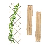 Relaxdays Rankgitter ausziehbar, 3er Set, Rankhilfe Kletterpflanzen, 180x60 cm, Garten, Balkon & Terrasse, Holz, Natur, 180x60cm