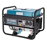 Könner & Söhnen KS 3000G - Hybrid Benzin-LPG 4-Takt Stromerzeuger, Kupfer Generatoren 3000 Watt, 16A, 230V, Generator für Kleinhaus, Garage oder Camping Blau3-g
