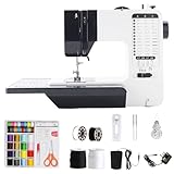 SMOCTAR Nähmaschine für Anfänger und Kinder, 38 Stichprogrammen tragbare elektrische Nähmaschine mit Verlängerungstisch, Sewing Machine Mini mit einstellbarer Geschwindigkeit mit Fußpedal & Nähset