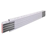 STABILA Zollstock Type 1607, 2 m, weiß, cm-inch-Skala, hochwertiger Meterstab aus PEFC-zertifiziertem Holz, umschließende Gelenkplatten