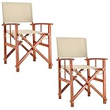 Casaria® Gartenstuhl 2er Set Holz Klappbar Wetterfest 320kg Belastbar Armlehne Bezug Klappstuhl Cannes FSC® Eukalyptus Garten Balkon Camping Creme