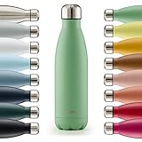 Blumtal® Trinkflasche Edelstahl Charles - Thermosflasche 500 ml - BPA-freie Thermo Trinkflasche kalt&warm - auslaufsichere Trinkflasche Metall 500 ml - Thermos Trinkflasche - Summer Green - Grün