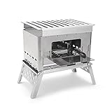 Ronlok Verbessertes Faltbares Camping-Holzofen-Blasrohr-DrahtsäGe-Kit Mini-BBQ-Grill mit Tragetasche für Camping-Picknick