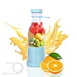 Smoothie Maker Standmixer Tragbarer Mixer, Wiederaufladbarer USB Blender Smoothie Maker To Go Smoothie Mixer Für Shakes Saft Smoothies Elektrischer Juice Mixer ZitronenpresseFür Haushalt (Blau)