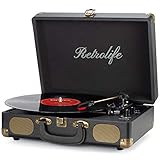 Vinyl Plattenspieler 3-Gang 33/45/78 U/min im Koffer-Stil Bluetooth Tragbaren Schallplattenspieler mit Integrierten Lautsprechern RCA Line Out Aux-In Kopfhöreranschluss