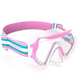 ZABERT M9 Kinder Taucherbrille,Mädchen Schwimmbrille für 2 3 4 5 6 Jahre, Kind Schnorchelmaske Tauchmaske Kid Tauchermaske Schwimmmaske V2 Rosa Weiß