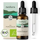 nedura® BIO Pfefferminzöl [100% NATURREIN] - Echtes Pfefferminzöl in Lebensmittelqualität - Belebend & erfrischend - Ätherisches Minzöl, Peppermint Oil - BIO-Qualität aus Griechenland - 30ml