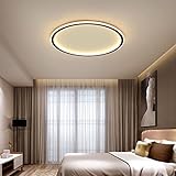 Runde LED-Deckenleuchte, nordische Moderne ultradünne runde Deckenlampe, Oberflächenmontage, Metallleuchte für Wohnzimmer, Schlafzimmerlampe, Schwarz + stufenloses Dimmen, 40 cm, 4