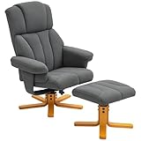 HOMCOM Relaxsessel mit Liegefunktion, Liegesessel mit Hocker, Fernsehsessel bis 150 kg belastbar, für Wohnzimmer, Schlafzimmer, 79 x 80 x 104cm, Dunkelgrau