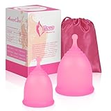 ACWOO Menstruationstasse, Menstrual Cup Medizinisches Silikon, Mestruationscup Periodentasse, Period Merula Cup 2 Größe für Normale Oder Starke Blutung（Rosa）