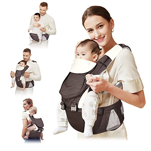 Babytrage, 12 in 1 Kindertrage Ergonomisch mit Sitz für Die Hüfte, Verstellbarer Gürtel, Sicher und Komfortabel, für Neugeborene und Kinder von 3,5 Bis 20 Kg