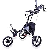 XCSCUK Golf Push Cart, Faltbarer Golftrolley, automatischer Push Pull Golf Trolley, mit Handtasche Schirmständer, für Golfplatz