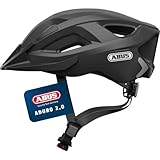 ABUS Stadthelm Aduro 2.0 - Allround-Fahrradhelm mit Licht - in sportivem Design für den Stadtverkehr - für Damen und Herren - Schwarz Matt, Größe L