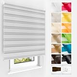Estika Doppelrollo mit Bohren nach maß, Rollo Deckenmontage und Wandmontage, 27 Farben, Breite 50-149 cm, Höhe 150 cm und 220 cm, Fenster rollos für innen, Jalousien Fenster, Tür Rollo
