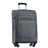 BEIBYE Leichter Stoffkoffer Kofferset Trolley Außentaschen Dehungsfuge mehr Stauraum mit Zahlenschloss (Grau, M-Handgepäck-54cm)