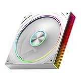 JNJOOD Lüfter für Gehäuse PC Star Ring 140 mm ARGB Lüfter für Gehäuse 5 V 3Pin ARGB Effekt zyklischer Spiegel Lian PWM 650 A 1800 RPM Kühllüfter Weiß A