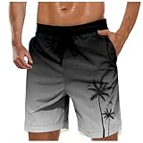 Generisch Badehose Herren, Badehose Herren Lang Badeshorts Bademode Boardshorts Schnelltrocknend Schwimmshorts Schwimmhose Surf Swimming Shorts Herrenbadehosen Swim Trunks, Schwarz, XL