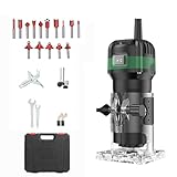 Hancaner Holzfräse Oberfräse 800 W 0-33,000rpm/min mit Tragetasche,6 Variable Geschwindigkeiten,Elektrik Kantenfräse Mit 15 Stück 1/4 Fräsen Cuter Mit Spannzange 6.35MM