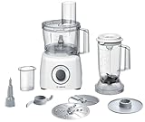 Bosch Kompakt-Küchenmaschine Multi Talent 3 MCM3200W, 30 Funktionen, Universalmesser, Schneiden und Raspeln, Schlagscheibe, Weiß, 800 W, Rührschüssel 2,3 L, Mixer 1,0 L