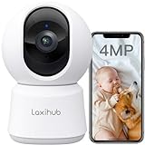 LAXIHUB 4MP Hundekamera mit App Überwachungskamera Innen Baby, 2.4G/5GHz WLAN Haustier Kamera, AI Bewegungserkennung Pet Security Camera Auto-Tracking, Pan/Tilt, 2-Wege-Audio, kompatibel mit Alexa