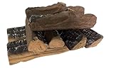 Gas-Holzscheite,8 Stück,Großes Gas-Kaminholz-Set aus Keramikholzscheiten. Zur Verwendung im Innenbereich, Gaseinsätze, belüftete, elektrische oder draußen Kamine & Feuerstellen