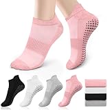 Vancle 4 Paar Pilates Socken Anti-Rutsch Damen 36-41, Yoga Socken Stoppersocken Ideal für Pilates Barre Ballett Tanz Trampolin Reha Fitness Reformer, Lange Grip Socks für Damen und Herren