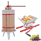 Arebos Obstpresse 12L & Obstmühle 7L| Manuelle Saftpresse I Beerenpresse inkl. Presstuch, Druckplatte und Metallspindel I Für jegliche Arten von Saft & Gemüse