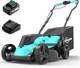 YARDCARE Akku Rasenmäher, Bürstenlos Motor, 18V, mit 4,0 Ah Akku und Ladegerät, 34 cm Schnittbreite,LED-Display，5-Fach höhenverstellbar（25-65 mm）, 30L Fangkorb
