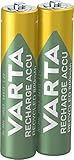 VARTA Batterien AAA, wiederaufladbar, 2 Stück, Recharge Accu Recycled, Akku, 800 mAh Ni-MH, aus 21% recyceltem Material, vorgeladen, sofort einsatzbereit