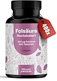 Folsäure Bioaktiv 400µg - 400 Tabletten - optimal hochdosiert für Kinderwunsch & Schwangerschaft - laborgeprüft mit Zertifikat - 100% vegan - Jahresvorrat