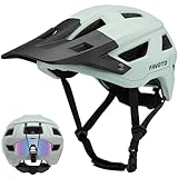 Favoto Mountainbike Fahrradhelm mit Schirm Leicht - Doppelte Inmould Technologie MTB Helm für Damen Herren Rennradhelm L(57-61cm) Verstellabr Hellgrün