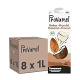 Provamel Organic-Bio Kokos-Mandeldrink, Pflanzlicher Drink, Vegan, Laktosefrei, Glutenfrei, UHT, 8x1 l (8er Pack)