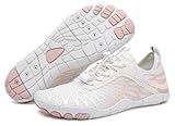 Teechodina Unisex Traillaufschuhe Herren Damen Wanderschuhe Barfußschuhe Laufschuhe Knit Sneaker Fitnessschuhe Fivefinger Zehenschuhe, AA-Weiß, 40