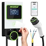 MR CARTOOL EV Ladegerät Typ 2 mit APP 7kW 32A Heim Ladestation mit Einstellbarer Ladeleistung App-Steuerung, CE & TÜV 8M Ladekabel mit Ladegerätehalter, Planmäßige Aufladung, RFID Karte, IP65