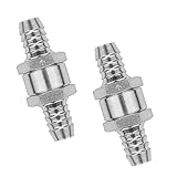 2 x Rückschlagventil 16 mm aus Aluminiumlegierung, silberfarben, für Kraftstoffleitung, Luft, Öl, Benzin, Diesel, Wasser für Schneemobil, Motorrad, Auto, LKW, Traktor