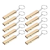 cardyven Notfallpfeife, 10-teilige Überlebenssicherheitspfeifen für Camping im Freien, Hochfrequenz-Überlebenspfeife aus Aluminiumlegierung mit Schlüsselanhänger (Gold)