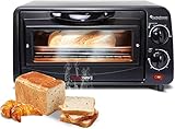 TurboTronic Mini-Backofen mit Doppelverglasung, elektrischer Grillofen, Pizza-Ofen mit Timerfunktion (9 Liter)