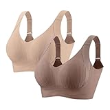 Guhmomh Blitzangebote des Tages Seamless BH Damen ohne Bügel 2er Pack Push up Schlaf BH Gegen Falten Klassische Bequemer Anti-Sagging Bras Bustier Top Atmungsaktiv Tshirt Bralette Kaffee Khaki L