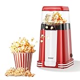 YASHE Popcornmaschine Retro, 1200 W Heißluft-Popcornmaschine mit Messbecher, One-Touch, Ölfrei, Perfekt für Heimkino, Filmabende, Partys