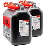 KOVA 2x Benzinkanister 10L SCHWARZ Kunststoff Dieselkanister Reservekanister Kraftstoffkanister 10 Liter Wasserkanister für Benzin Diesel Wasser AdBlue, 10-Liter-Kanister & Außgießer 10 ltr Petrol Can