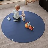 Sanosoft® Krabbelmatte Rund Made in Germany, Öko-Tex Anti-Rutsch Krabbelunterlage (Blau, 160cm Rund)