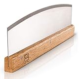 Blumtal Pizzaschneider Edelstahl - Profi Pizzamesser Wiegemesser mit 32cm Edelstahlklinge - Wiegemesser Pizza Schneider rostfrei - Pizza Cutter - Scharfes Pizza Messer - Pizza Wiegemesser + Holzgriff